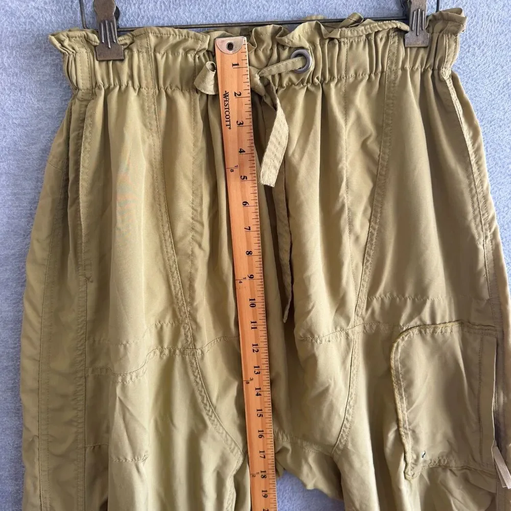 Free People FP Movement Spring Trekker Pants M Harem Khaki Oversized Drop Crotch